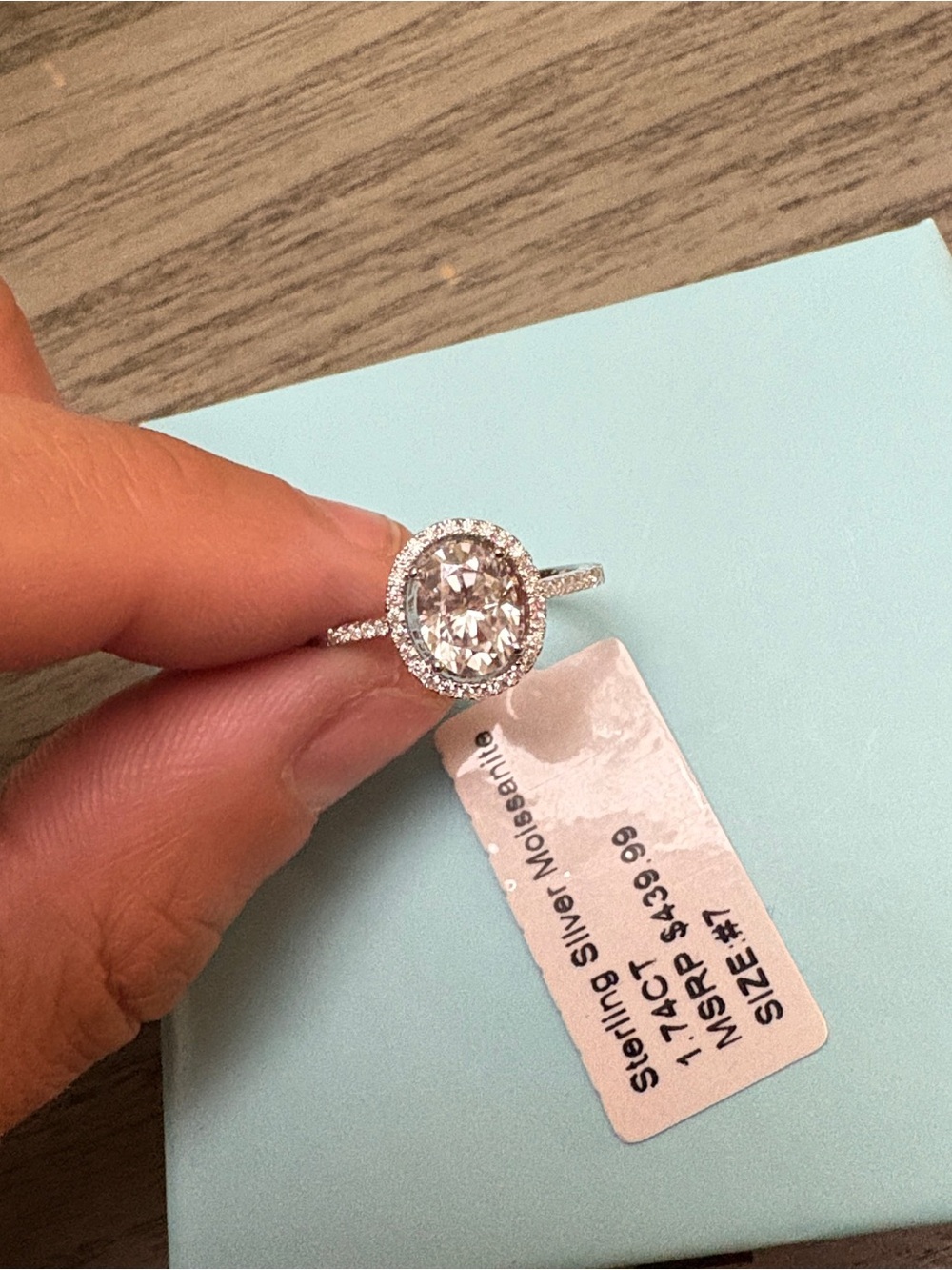 sterling silver moissanite halo ring size #7 - Picture 5 of 6